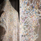 彩色毛线编织不规则蜘蛛蕾丝网面料手工民族风裙子服装 设计师布料