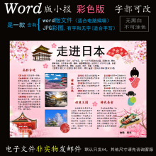 C041电子小报word模版旅行旅游电子手抄报国家地理简报走进日本