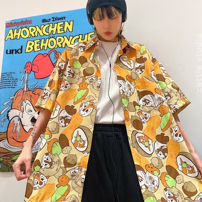 vintage童趣短袖衬衫卡通