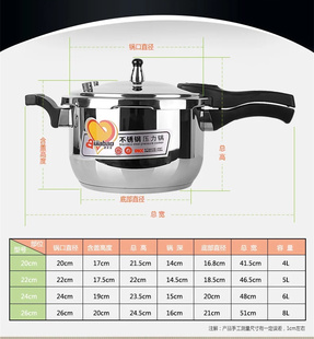 压力锅防爆 正品 304不锈钢复底加厚高压锅家用燃气电磁炉灶通用款