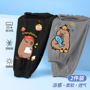 儿童防蚊裤夏季薄款男童纯棉裤子2024款皮卡巴拉休闲超酷束脚裤潮