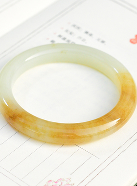 新疆天然和田玉糖白玉手镯女款圆条玉镯糖白分明59.5mm圈口送妈妈