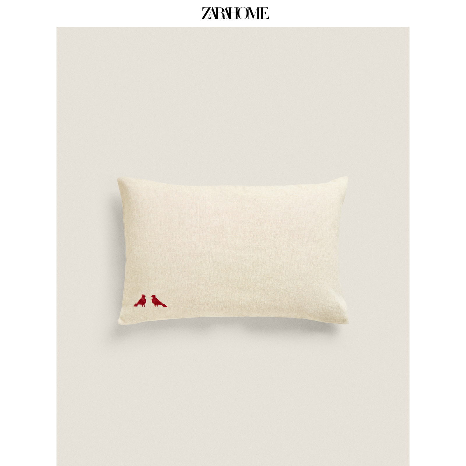 Zara Home 小鸟图案刺绣沙发棉质靠垫套抱枕套不含芯 433850