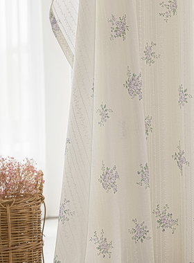 法欧雅韩式田园紫色花海镜面纱防晒防紫外线透光不透人客厅卧室