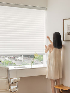 法欧雅简约电动香格里拉帘柔纱帘升降帘卧室书房办公室半遮光窗帘