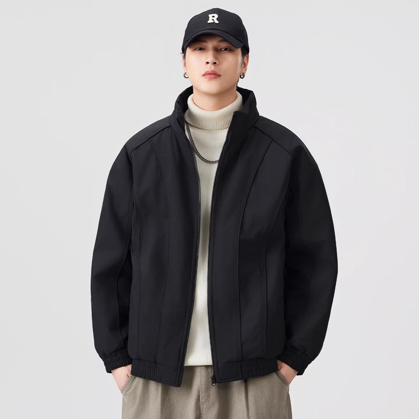 美式夹克立领棉服男款外套冬季冲锋衣加厚棉袄棉衣飞行员夹克冬装