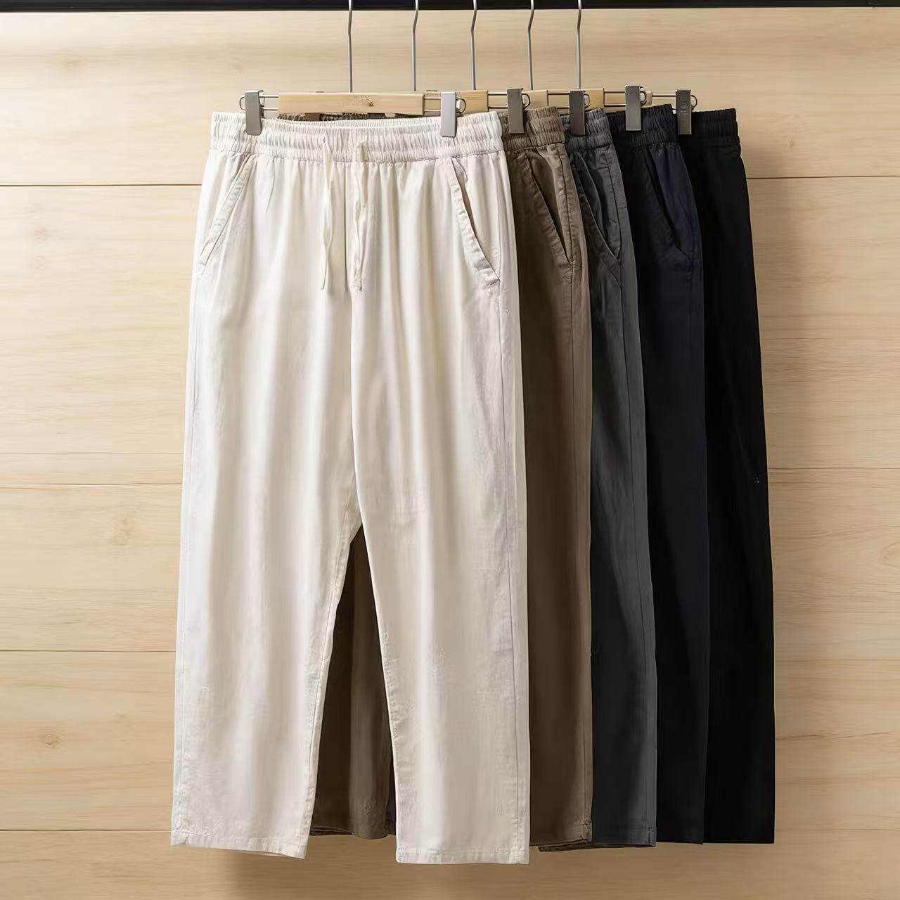 2026新款透气棉麻裤休闲长裤男夏季薄款九分裤运动裤直筒亚麻裤子