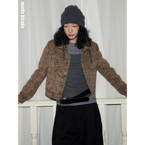 MottoKiraku原创豹纹短款夹克