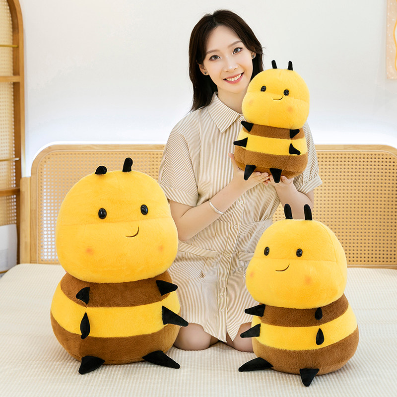可爱黄棕条纹小蜜蜂毛绒公仔