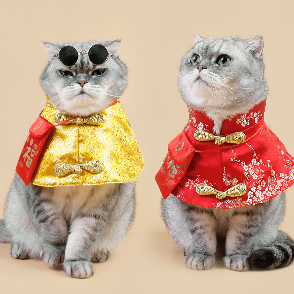 狗狗猫咪衣服新年披风中国风斗篷图片