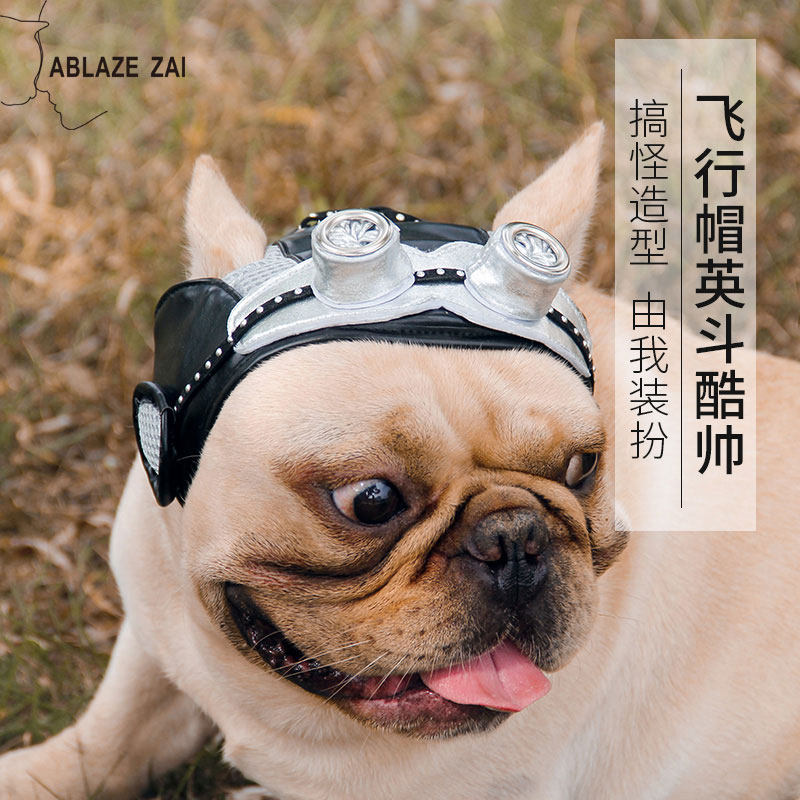 ABLAZE ZAI宠物狗狗帽子法斗飞行帽装酷耍帅饰品英斗头饰装饰造型