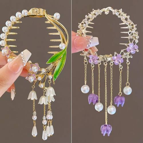 水钻盘发神器丸子头发扣