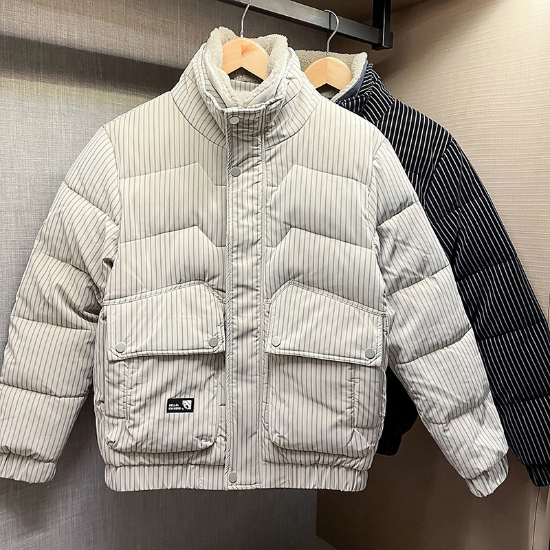 C301B-MF22-P138控178可斜卸毛领冬季PU皮棉服保暖棉衣潮男外套1,男装棉衣,电商C301B