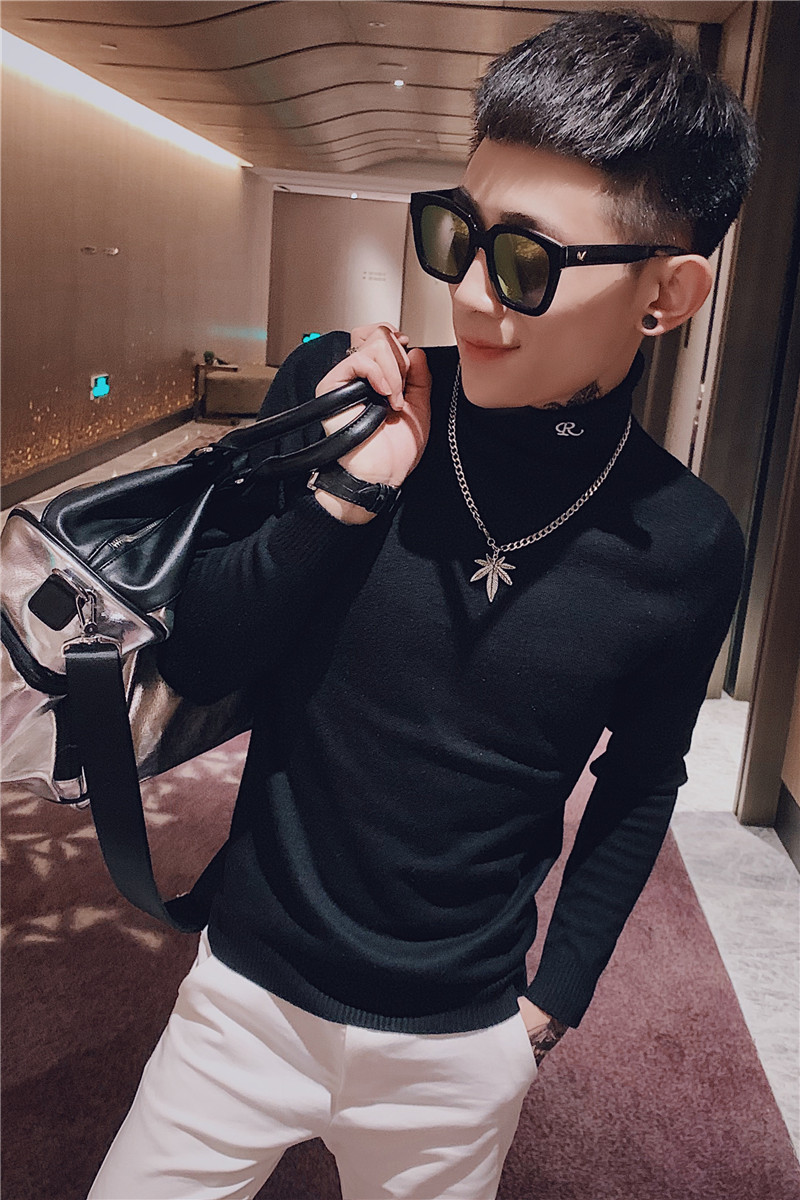1冬季高翻领刺绣毛衣男士打底衫社会小伙针织衫C301B-MY07,男装针织衫/毛衣,电商C301B