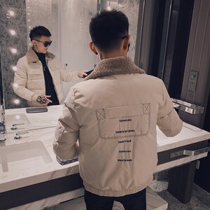 C301B-MF02-特P105控138冬季社会棉衣男韩版修身棉服羊羔毛翻领6图片