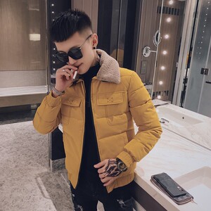 C301B-MF02-特P105控138冬季社会棉衣男韩版修身棉服羊羔毛翻领6,短款牛仔服卫裤搭配图片