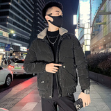 C301B-MF22-P138控178可斜卸毛领冬季PU皮棉服保暖棉衣潮男外套4，男装棉衣，电商C301B