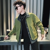 C301B-JK105-P118控158秋季牛仔拼接假两件夹克社会宽松男士外套2，男装夹克，电商C301B
