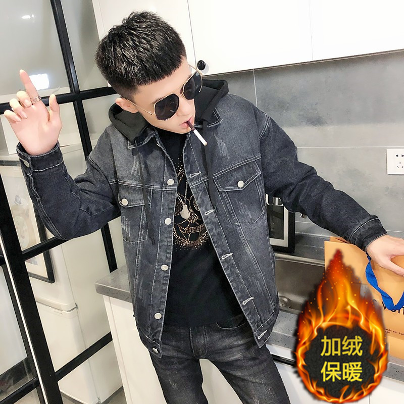 可卸帽子水洗牛仔衣加绒棉服社会小伙男棉衣外套C301B-NZ09-P120图片