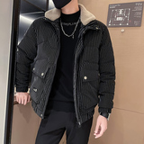 C301B-MF22-P138控178可斜卸毛领冬季PU皮棉服保暖棉衣潮男外套，男装棉衣，电商C301B