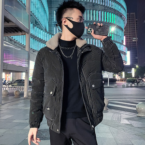 C301B-MF22-P138控178可斜卸毛领冬季PU皮棉服保暖棉衣潮男外套3图片