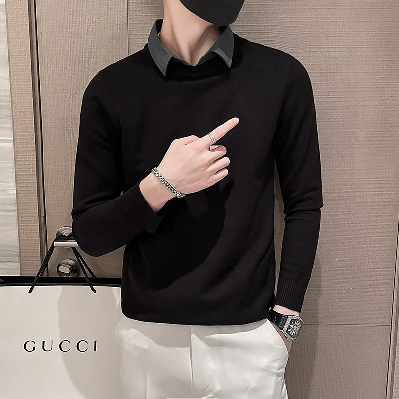 C301B-MY66-P75控105秋冬社会假两件毛衣衬衫领线衣修身男士针织1，男装针织衫/毛衣，电商C301B