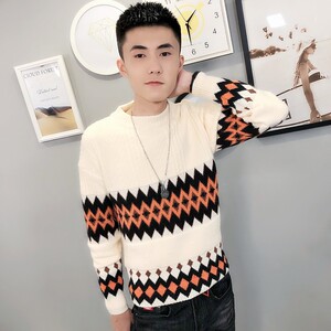 4冬季社会小伙针织衫复古加厚毛衣男圆领打底衫C301B-MY16图片