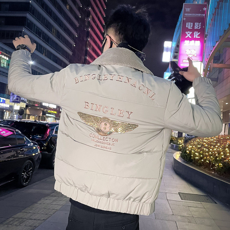 C301B-MF14-P118控158社会小伙棉衣羊羔毛领冬季棉服潮男士外套9图片
