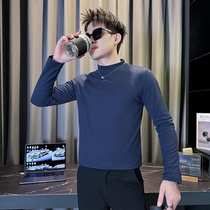 101B-CT02-P25双面德绒打底衫半高领长袖T恤社会修身男保暖上衣3图片