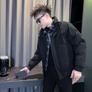 101B-MF209-P138控178冬季千鸟格假两件棉服社会棉衣网红男外套，男装棉衣，电商C301B