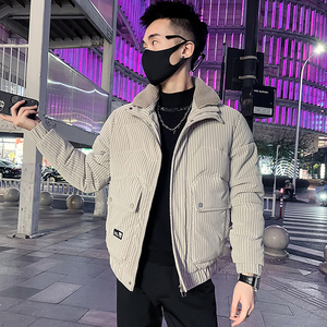 C301B-MF22-P138控178可斜卸毛领冬季PU皮棉服保暖棉衣潮男外套4图片