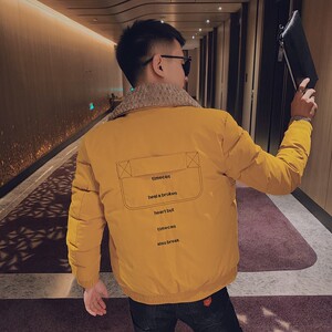C301B-MF02-特P105控138冬季社会棉衣男韩版修身棉服羊羔毛翻领7图片