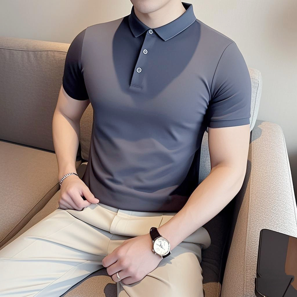 101B-PL001-P28英伦店主风夏季休闲纯色polo衫百搭修身翻领T恤男，男装T恤，电商C301B