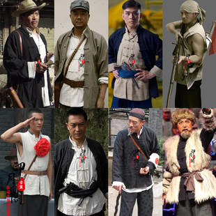 民国男士马褂抗战人物游击队土八路棉麻村民老百姓汉奸伪军古装