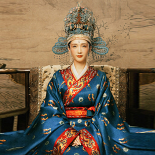 影视古装清曹皇后同款宋朝女士贵妃皇后服蓝色凤袍朝服古装