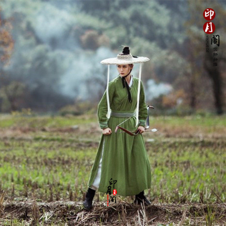 新款古装女汉服唐朝古代武侠古装女侠装影楼写真服女侠演出服棉麻_虎窝淘