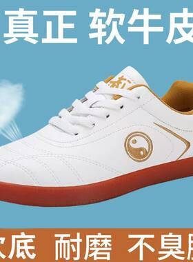 春季真皮太极男鞋功夫鞋练功武术