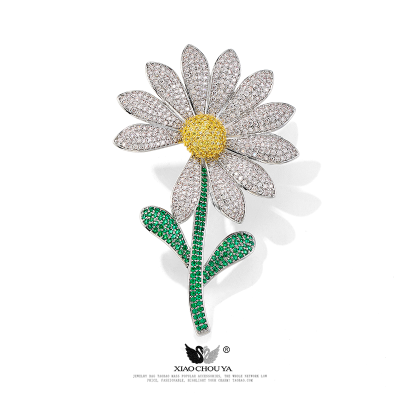权志龙同款镶锆石雏菊太阳花胸针