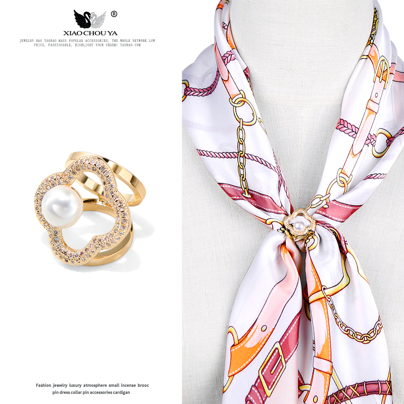 小丑丫迷你微镶锆石三环丝巾扣