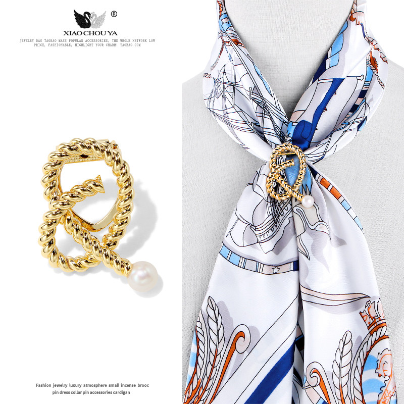 复古高级感珍珠绳结丝巾扣多功能两用胸针气质衣角T恤打结扣配饰,饰品/流行首饰/时尚饰品新,胸针,淘宝优惠券,粉丝福利购,淘宝优惠卷