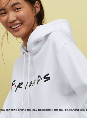 2020新款friend字母印花连帽宽松卫衣中长款情侣装oversize上衣女