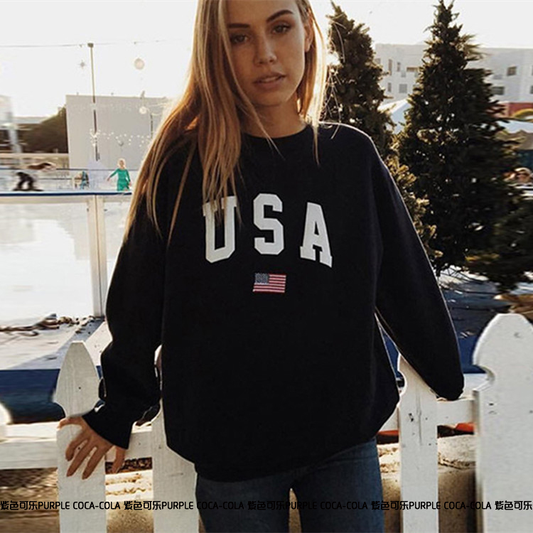 Å·ÃÀ½ÖÍ·³±ÅÆUSA×Öĸӡ»¨¼ÓÈÞ¿íËÉÇéÂÂÉÏÒÂÎû¹þ¼Óºñ¹ëÃÛ×°ÎÀÒÂÅ®
