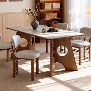 佛山家用实木饭桌 假一罚十洞石岩板餐桌2025新款 正品 依诺德利丰