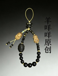 轻奢DIY原创黄金檀不听不看宝宝佛黑奇沉手机链手机挂件包挂