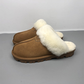 品牌撤柜真皮女拖鞋 潮女 外穿牛皮羊毛舒适百搭包头鞋 2025冬季 新款