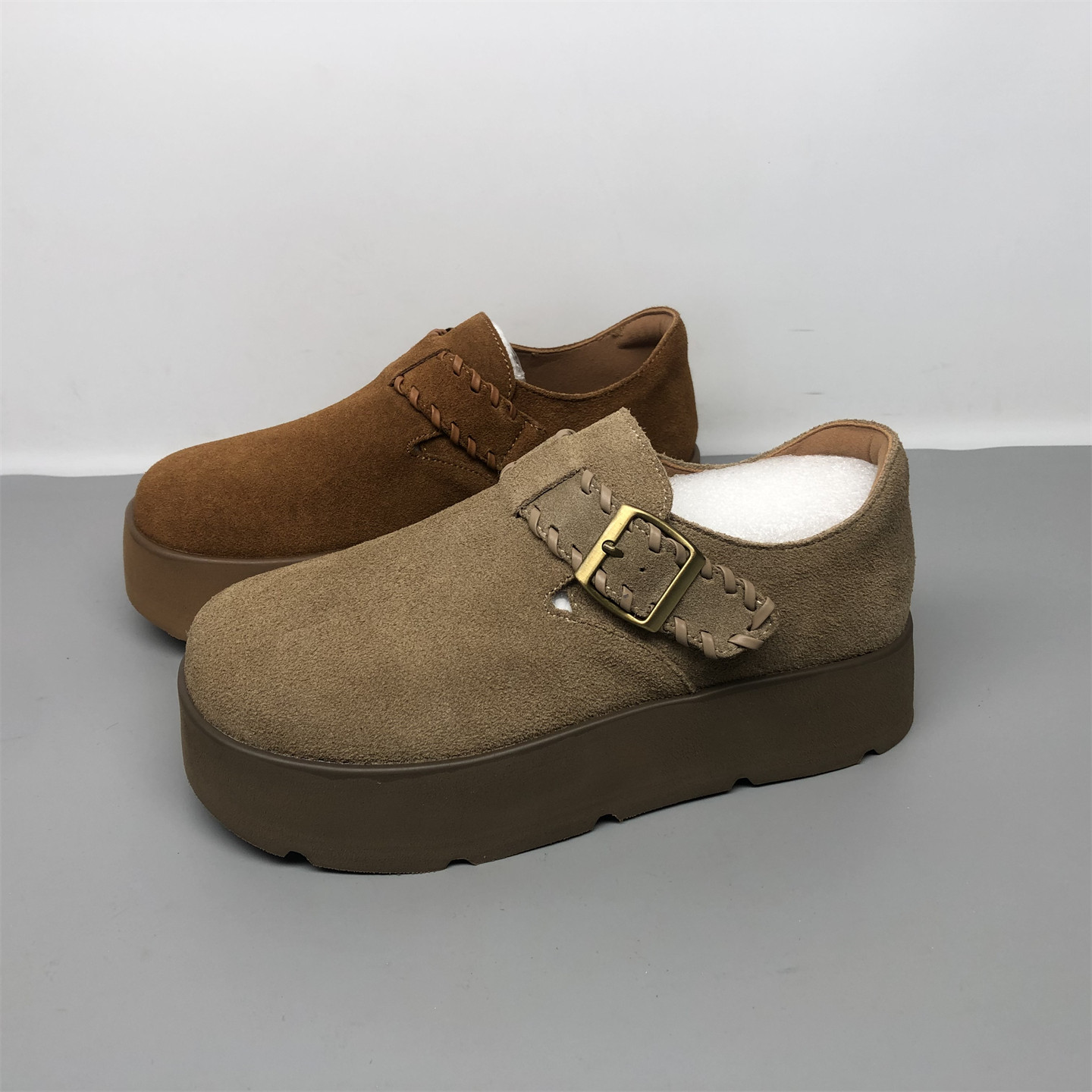 品牌撤柜真皮复古厚底博肯鞋女2025新款牛皮厚底轻便一脚蹬乐福鞋,女鞋,勃肯鞋/软木鞋,淘宝优惠券,粉丝福利购,淘宝优惠卷