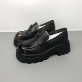 真皮乐福鞋 女英伦风小皮鞋 一脚蹬单鞋 品牌撤柜2025新款 厚底广州鞋