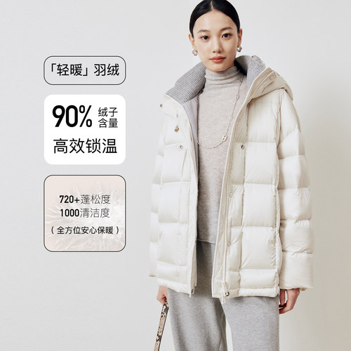 firststation时尚连帽双层领宽松一手长羽绒服女25冬新款Y922A