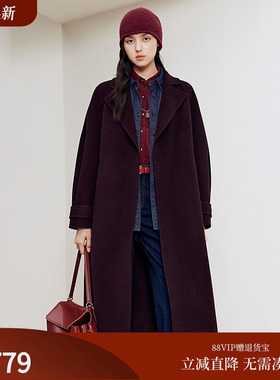 firststation时尚翻领插肩袖腰带款宽松大衣外套女25秋新款8328A