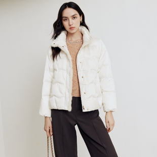 羽绒服女25冬新款 Y128A 立领貂毛拼接保暖短款 firststation时尚